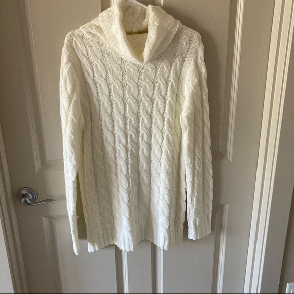 Cream Cable Knit Cowl Neck Tunic - Picture 1 of 2